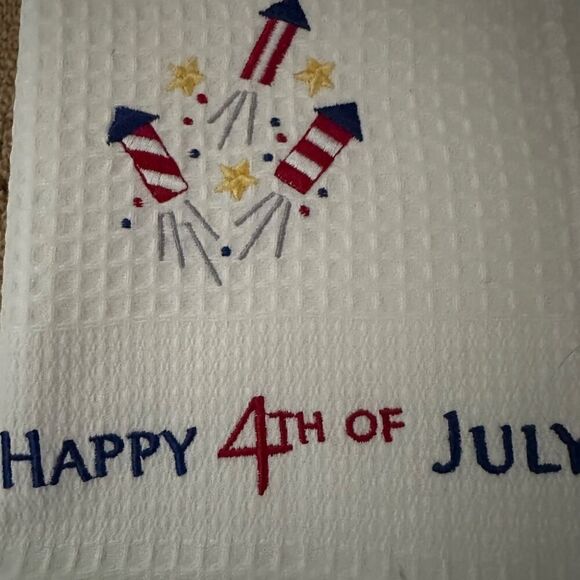 Sur La Table Embroidered Appliqué BBQ Time Tea Towel w 2 firecracker dish towels - Picture 4 of 16